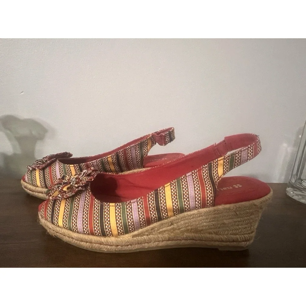 Naturalizer Espadrille Wedge Sandals Multicolor Woven Peep Toe Comfort  7M